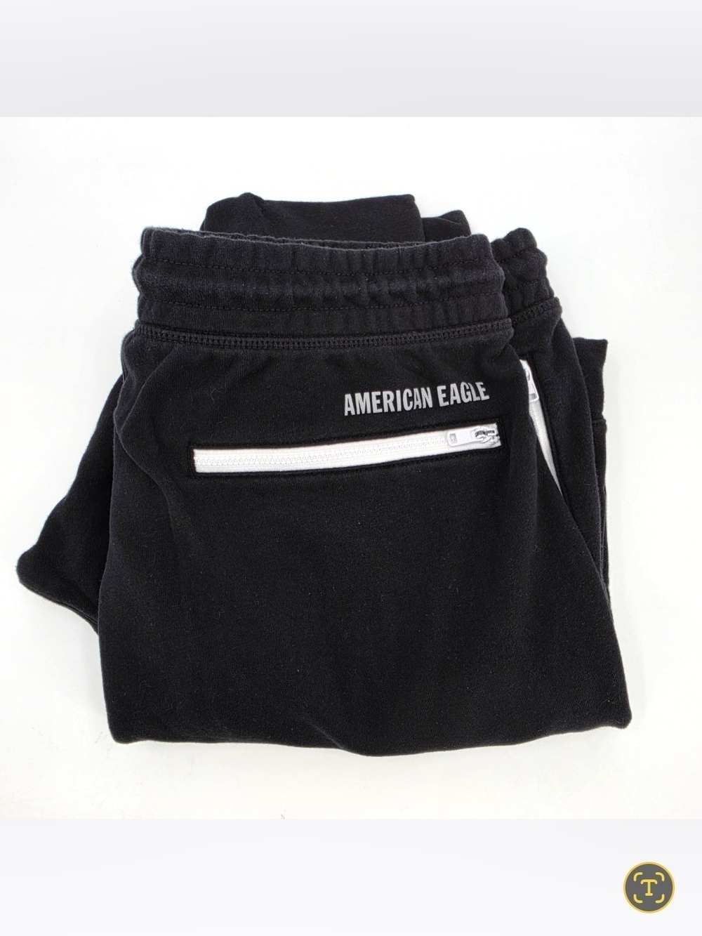American Eagle Active Jogger Sweatpants Mens Size XL Black White Zippered Pocket